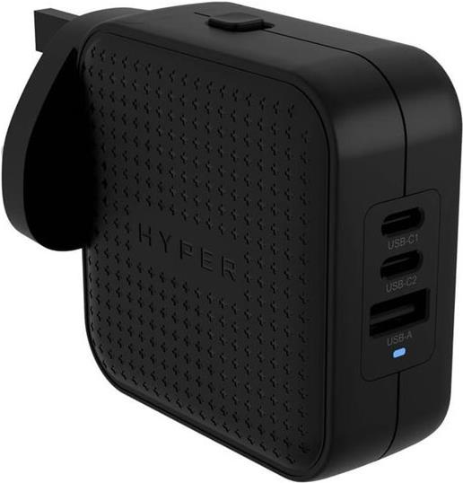 Targus HyperJuice - Netzteil - GaN - 70 Watt - QC 3,0, Power Delivery 3,0 + PPS - 3 Ausgabeanschlussstellen (USB, 2 x USB-C) - Schwarz (HJ1003BKWWGL) von Targus