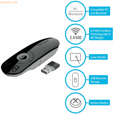 Targus Targus Laptop Laser Presentation Remote Black Targus Targus Laptop Laser Presentation Remote Black von Targus