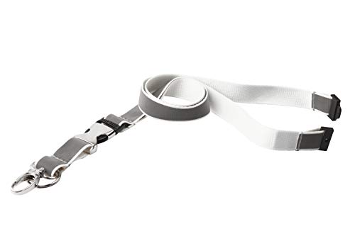 TARIFOLD 200532 | Reflektierenden Umhängebändern | Anti-Erstickungsverschluss Abnehmbar | Schlüsselanhänger | Weiß/Grau | 55 cm | 10 Stück pro Packung von Tarifold