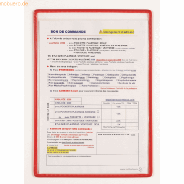 Tarifold Klarsichttafel standard A4 rot 5 Stück von Tarifold