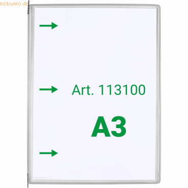 Tarifold Sichttafel A3 grau 10 Stück seitl. offen mit 5 Aufsteckreiter von Tarifold