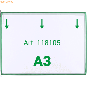 Tarifold Sichttafel A3 quer grün 10 Stück mit 5 Aufsteckreitern 50mm von Tarifold