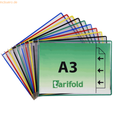 Tarifold Sichttafel A3 quer sortiert 10 Stück mit 5 Aufsteckreitern 50 von Tarifold