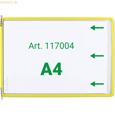 Tarifold Sichttafel A4 quer gelb 10 Stück seitl. offen mit 5 Aufsteckr von Tarifold