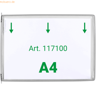 Tarifold Sichttafel A4 quer grau 10 Stück mit 5 Aufsteckreitern 25mm von Tarifold