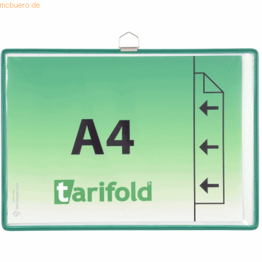 Tarifold Sichttafel A4 quer grün 10 Stück mit 5 Aufsteckreitern 25mm von Tarifold
