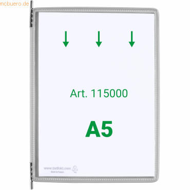 Tarifold Sichttafel A5 grau 10 Stück mit 5 Aufsteckreitern 25mm von Tarifold