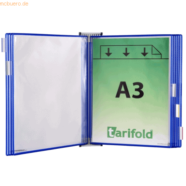 Tarifold Wandsichttafelsystem A3 grau Metall mit 10 Sichttafeln blau von Tarifold