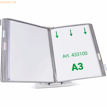 Tarifold Wandsichttafelsystem Pult A3 grau Metall mit 10 Sichttafeln A von Tarifold