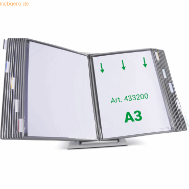 Tarifold Wandsichttafelsystem Pult A3 grau Metall mit 20 Sichttafeln A von Tarifold