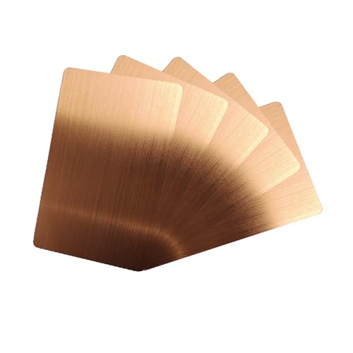 Tarjetalica Visitenkartenrohlinge aus Metall, blanko, gebürstete Roségold-Karten, Lasergravur, Visitenkarten für DIY-Kundengeschenk, Brieftaschenkarten, 0,5 mm Dicke, 86 x 54 x 0,5 mm, 5 Stück von Tarjetalica