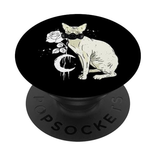 Occult Moon Rose sphynx Katze Okkult Cyber Gothic PopSockets Klebender PopGrip von Tarot Astrologie Psychologie Zubehör set Geschenke