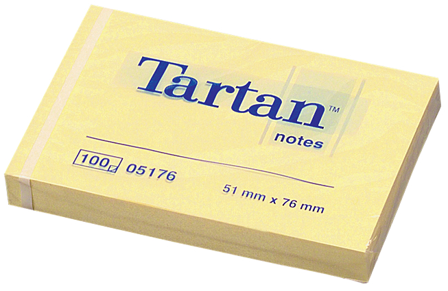 Tartan Notes Haftnotizen, 102 x 76 mm, hellgelb von Tartan