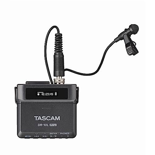 TASCAM DR-10L Pro – 32-Bit-Float-Audiorecorder mit Lavalier-Mikrofon Bluetooth Option für Fernbedienung und Synchronisation von Tascam