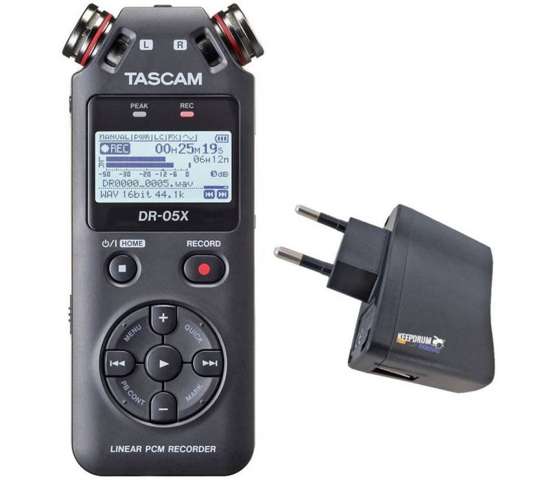 Tascam DR-05X Audio-Recorder Digitales Aufnahmegerät (mit Netzteil) von Tascam