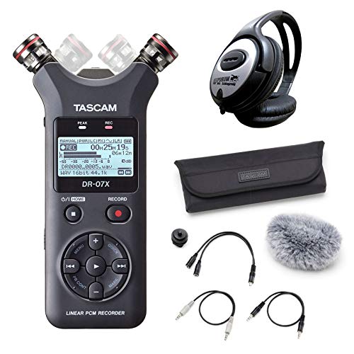 Tascam DR-07X Stereo Audio-Recorder + AK-DR11CMKII Zubehör Set + keepdrum Kopfhörer von Tascam