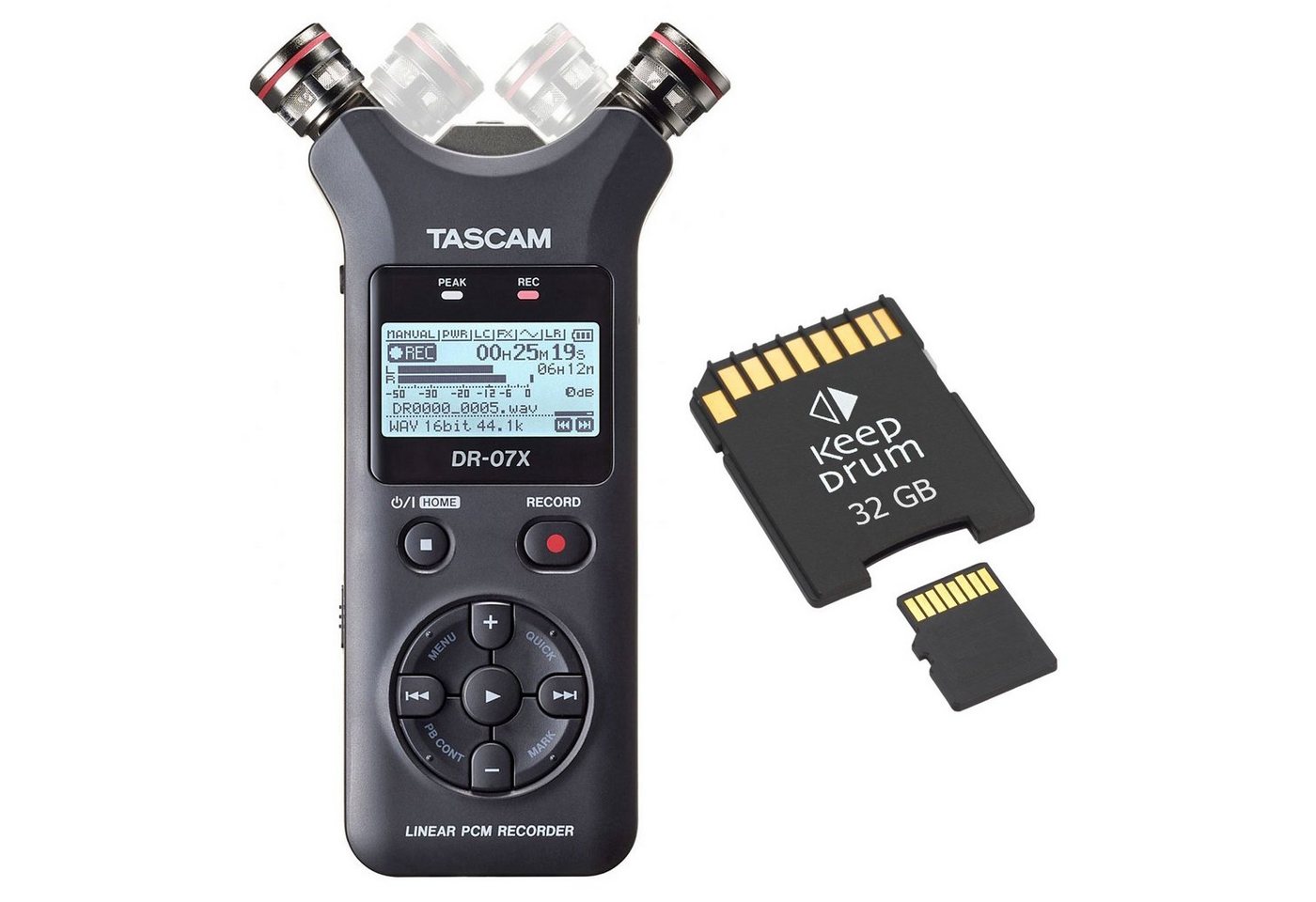 Tascam DR-07X Stereo Audio-Recorder Digitales Aufnahmegerät (mit SD-Karte) von Tascam