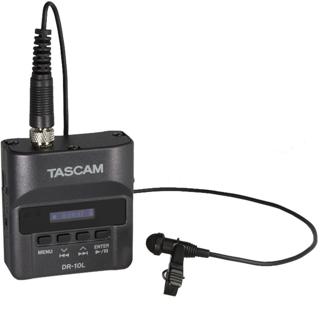 Tascam DR-10L Audio-Recorder mit Lavalier-Mikrofon Digitales Aufnahmegerät von Tascam