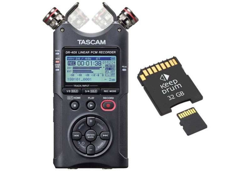Tascam DR-40X Audio-Recorder Digitales Aufnahmegerät (mit SD-Karte) von Tascam
