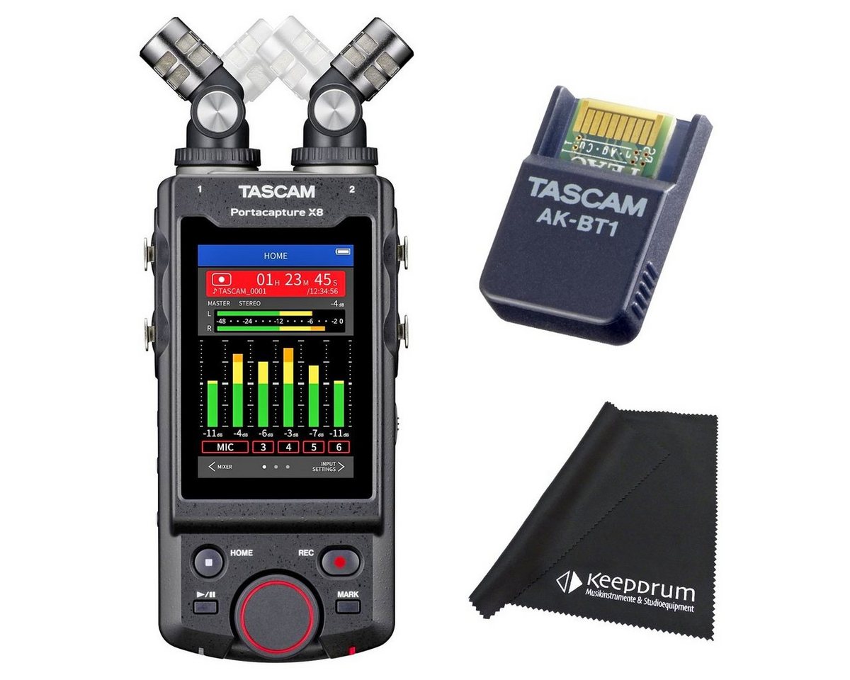 Tascam Portacapture X8 Audio-Recorder Digitales Aufnahmegerät (mit Bluetooth-Adapter und Tuch) von Tascam