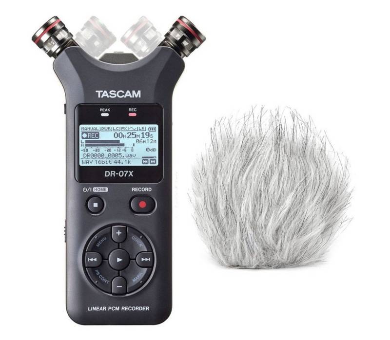 Tascam Tascam DR-07X Audio-Recorder mit Fell-Windschutz Digitales Aufnahmegerät von Tascam