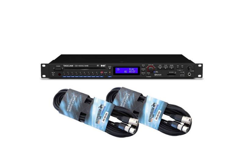Tascam Tascam Medien-Player CD400UDAB mit 2x XLR-Kabel Digitales Aufnahmegerät (CD-Player mit Bluetooth) von Tascam