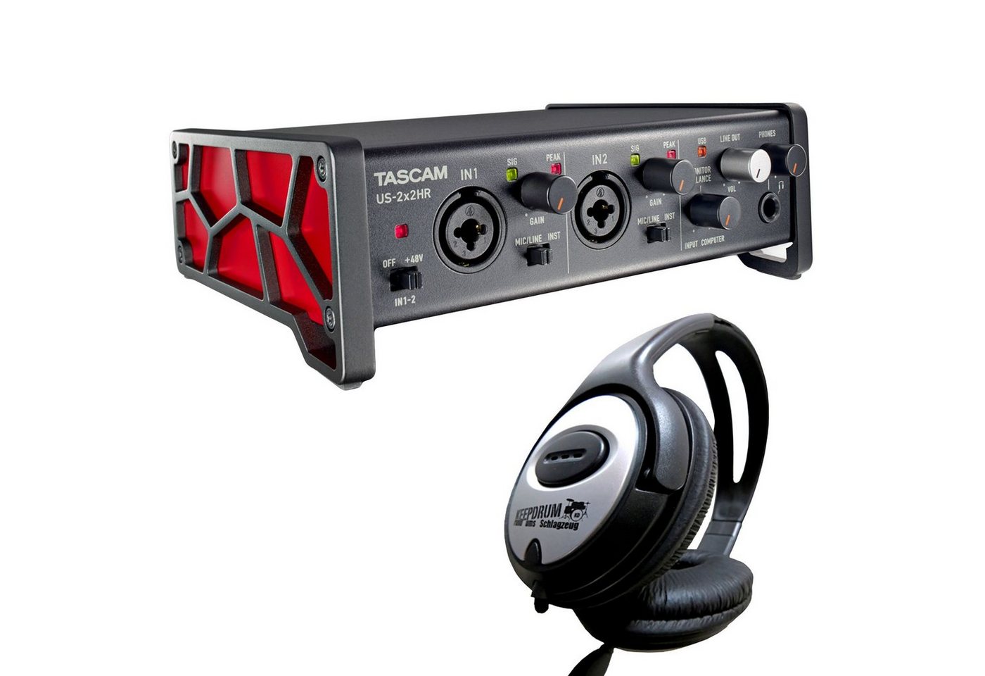 Tascam US-2x2HR USB Interface Digitales Aufnahmegerät (mit Kopfhörer) von Tascam