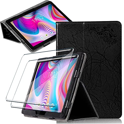 HYMY Hülle für Blackview Tab 11 + 2 Pcs Schutzfolie Glass für Blackview Tab 11 (10.4") hülle - Flip Case Cover Schutzhülle Schutzfolie Glass-Black von Tasch