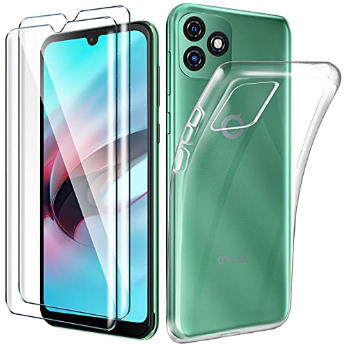 Tasch HYMY Blackview Oscal C20 Pro Hülle (6.1 Zoll) + 2Pcs Glass für Blackview Oscal C20 Pro Schutzfolie - Transparent Schutzhülle TPU Handytasche Displayschutzfolie Glas-Clear von Tasch