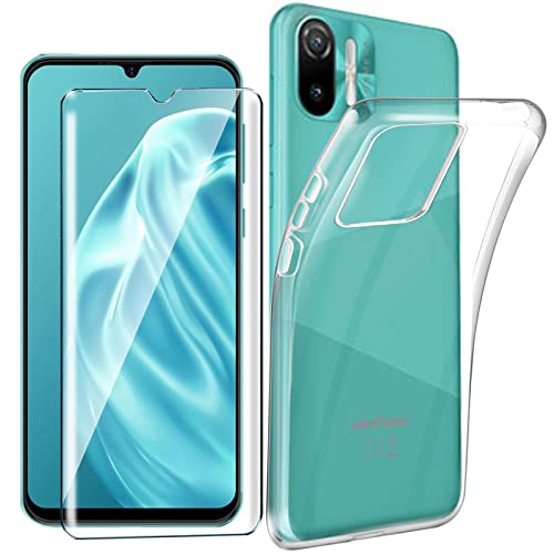 Tasch HYMY Ulefone Note 6 Hülle (6.1 Zoll) + Glass für Ulefone Note 6 Schutzfolie - Transparent Schutzhülle TPU Handytasche Displayschutzfolie Glas-Clear von Tasch