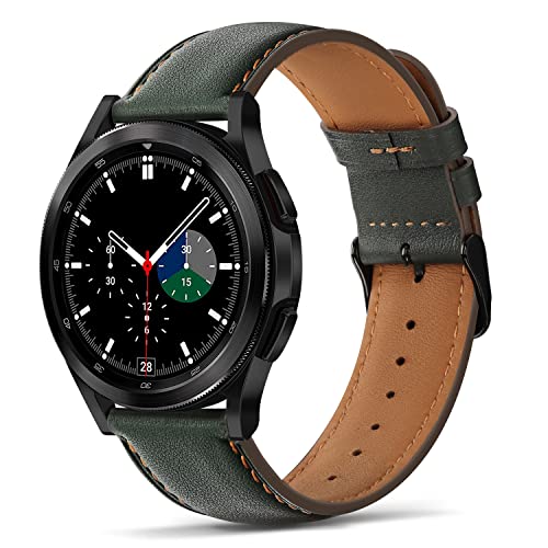 Tasikar 20mm Armband Kompatibel mit Samsung Galaxy Watch 6/5/4 40mm 44mm/Watch 6 Classic 43mm 47mm/Watch 5 Pro 45mm/Watch 4 Classic Armband, Echte Leder Ersatzarmband für Watch 3 41mm, Grün von Tasikar