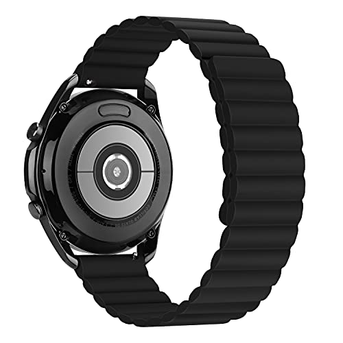 Tasikar 22mm Armband Kompatibel mit Samsung Galaxy Watch 3 45mm/Huawei Watch GT2 46mm/GT3 46mm Armband, Silikon Magnetverschluss [Doppelseitig Tragbar] Uhrband für Galaxy Watch 46mm (Schwarz) von Tasikar