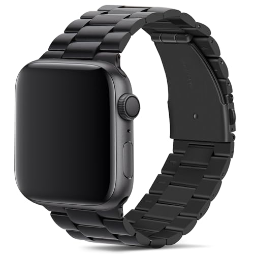 Tasikar Armbänder Kompatibel mit Apple Watch 42mm(Series 10) 41mm 40mm 38mm Prämie Edelstahl Metallarmband Kompatibel mit Apple Watch SE 2 SE Seires 10 9 8 7 6 5 4 3 2 1, Schwarz von Tasikar