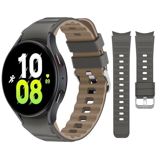 Tasikar Armbänder Kompatibel Mit Samsung Galaxy Watch 7/6/5/4 40mm 44mm/6 Classic 43mm 47mm/5 Pro/4 Classic - Weich Silikon Uhrenarmband für Herren Damen, Grau Kaffee Tasikar Armbänder Kompatibel Mit Samsung Galaxy Watch 7/6/5/4 40mm 44mm/6 Classic 43mm 47mm/5 Pro/4 Classic - Weich Silikon Uhrenarmband für Herren Damen, Grau Kaffee von Tasikar