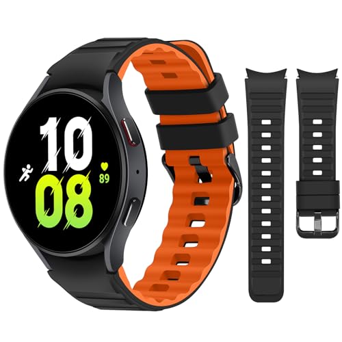 Tasikar Armbänder Kompatibel mit Samsung Galaxy Watch 7/6/5/4 Armband 40mm 44mm/Watch 6 Classic 43mm 47mm/Watch 5 Pro/4 Classic Weich Silikon Uhrenarmband für Herren Damen, Schwarz Orange Tasikar Armbänder Kompatibel mit Samsung Galaxy Watch 7/6/5/4 Armband 40mm 44mm/Watch 6 Classic 43mm 47mm/Watch 5 Pro/4 Classic Weich Silikon Uhrenarmband für Herren Damen, Schwarz Orange von Tasikar