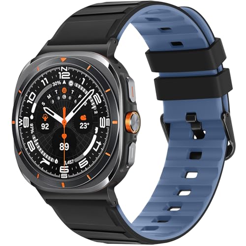 Tasikar Armbänder Kompatibel mit Samsung Galaxy Watch Ultra 47mm Weich Silikon Uhrenarmband für Herren Damen, Schwarz Blau Tasikar Armbänder Kompatibel mit Samsung Galaxy Watch Ultra 47mm Weich Silikon Uhrenarmband für Herren Damen, Schwarz Blau von Tasikar