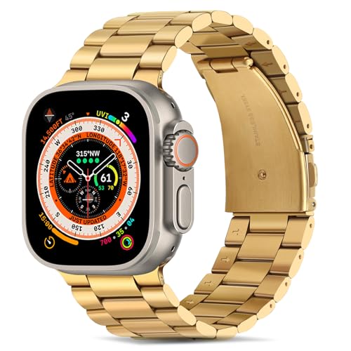 Tasikar Armbänder Kompatibel mit Apple Watch Ultra Ultra 2 49mm Prämie Edelstahl Metallarmband Kompatibel mit Apple Watch Ultra 2 Ultra, Gold von Tasikar
