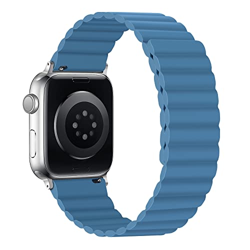 Tasikar Band Kompatibel mit Apple Watch Armband 42mm (Series 10) 41mm 40mm 38mm, Silikon Ersatzarmband mit Starkem Magnetverschluss Kompatibel iWatch SE 2 SE Series 10 9 8 7 6 5 4 3 2 1 (Blau) von Tasikar