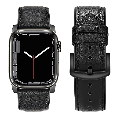 Tasikar Ersatzarmband Kompatibel mit Apple Watch Armband 41mm 40mm 38mm, Premium Echte Leder Silikon Uhrenarmband Kompatibel mit iWatch SE Series 7 6 5 4 3 2 1-38mm 40mm 41mm/Schwarz von Tasikar