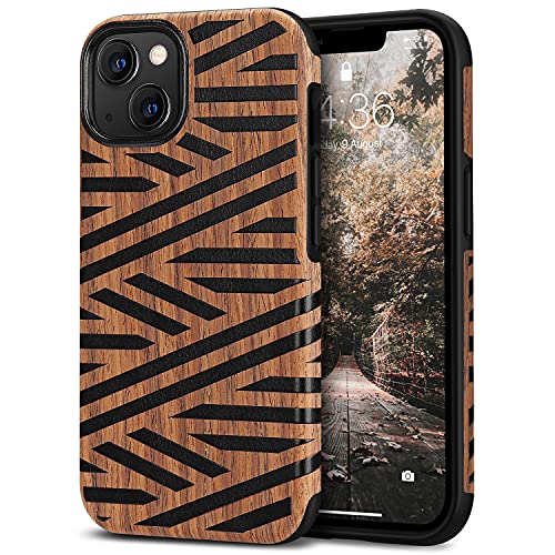 Tasikar Handyhülle Kompatibel mit iPhone 13 Hülle, Leder und Holz Hybrid Case Kompatibel für iPhone 13 6,1-Zoll 2021 (Leder & Holz) von Tasikar