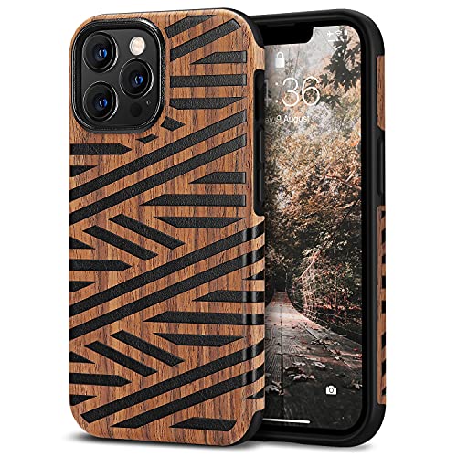 Tasikar Handyhülle Kompatibel mit iPhone 13 Pro Hülle, Leder und Holz Hybrid Case Kompatibel für iPhone 13 Pro 6,1-Zoll 2021 (Leder & Holz) von Tasikar