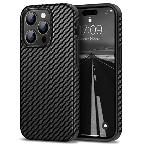 Tasikar Handyhülle Kompatibel mit iPhone 14 Pro Hülle, Kohlefaser Leder Textur mit TPU Bumpern Schutzhülle Case, Schwarz Tasikar Handyhülle Kompatibel mit iPhone 14 Pro Hülle, Kohlefaser Leder Textur mit TPU Bumpern Schutzhülle Case, Schwarz von Tasikar