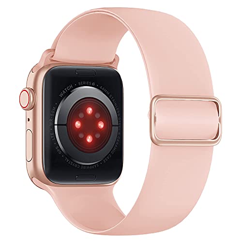 Tasikar Kompatibel mit Apple Watch Armband 41mm 40mm 38mm, Ersatzband aus Weichem Silikon, Verstellbares Elastisches Sportarmband Kompatibel mit Apple Watch SE Serie 9 8 7 6 5 4 3 2 (Rosa) von Tasikar