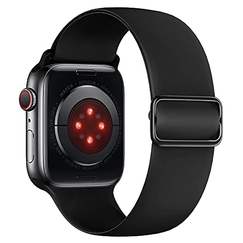 Tasikar Kompatibel mit Apple Watch Armband 41mm 40mm 38mm, Ersatzband aus Weichem Silikon, Verstellbares Elastisches Sportarmband Kompatibel mit Apple Watch SE Serie 9 8 7 6 5 4 3 2 (Schwarz) von Tasikar