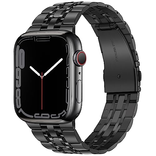 Tasikar Kompatibel mit Apple Watch Armband 41mm 40mm 38mm, Massives Edelstahl Metall Ersatzarmband Herren Damen Band Kompatibel für Apple Watch SE 2 SE Series 9 8 7 6 5 4 3 2 1, 41/40/38mm Schwarz von Tasikar