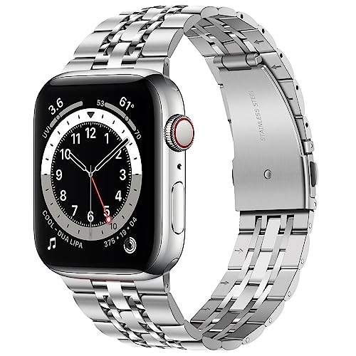 Tasikar Kompatibel mit Apple Watch Armband 41mm 40mm 38mm, Massives Edelstahl Metall Ersatzarmband Herren Damen Band Kompatibel für Apple Watch SE 2 SE Series 9 8 7 6 5 4 3 2 1, 41/40/38mm Silber von Tasikar