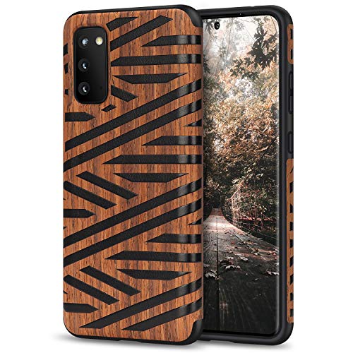 Tasikar Kompatibel mit Samsung Galaxy S20 Hülle Holz Design Schutzhülle und TPU Hybrid Handyhülle (Leder und Holz) von Tasikar