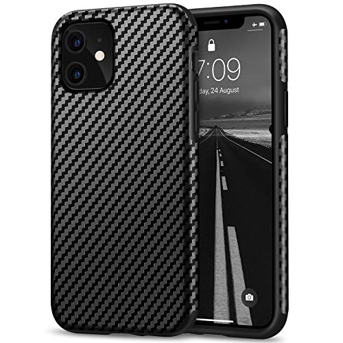 Tasikar Kompatibel mit iPhone 11 Hülle Carbon Leder Design Schutzhülle mit TPU Hybrid Handyhülle (Schwarz) von Tasikar