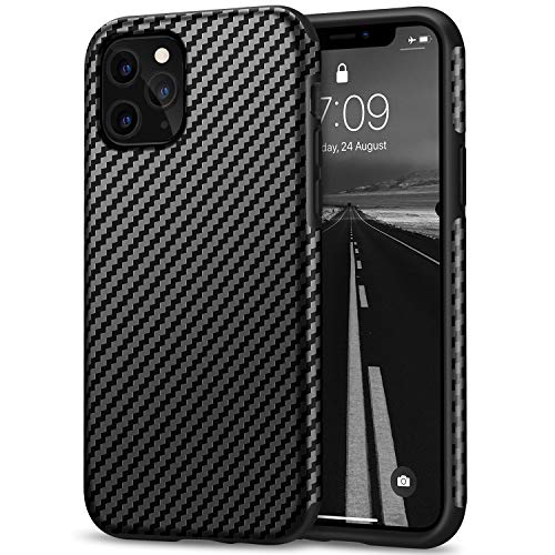 Tasikar Kompatibel mit iPhone 11 Pro Hülle Carbon Leder Design Schutzhülle mit TPU Hybrid Handyhülle (Schwarz) von Tasikar