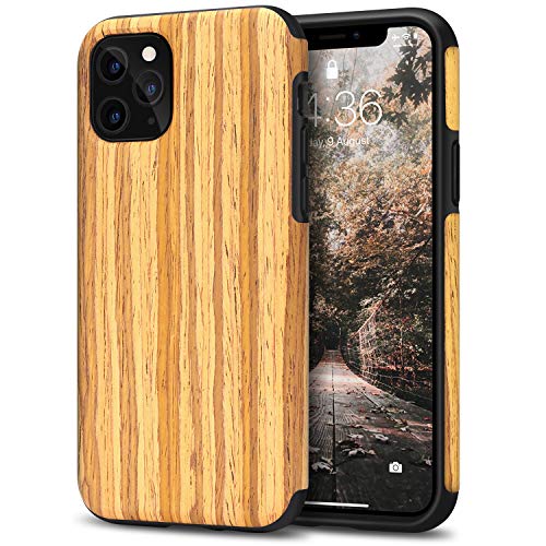 Tasikar Kompatibel mit iPhone 11 Pro Hülle Holz Design Hybrid Handyhülle Weiche Schutzhülle Case (Teak) von Tasikar